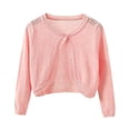 thumbnail image 2 of Baby Girls' Long Sleeve Cardigan Knit Button Closure Bolero Shrug Toddler Cardigan Hollow out Cropped Sweater Cute Kids Shawl, 2 of 5