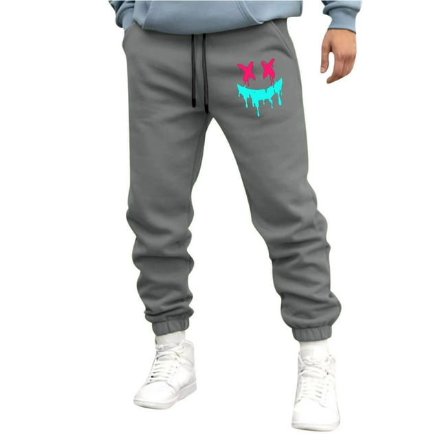 Pantalones deportivos de longitud completa para hombre, pantalones de ejercicio para correr ajustados, pantalones para correr con cordón, pantalones estampados, pantalones para hombre