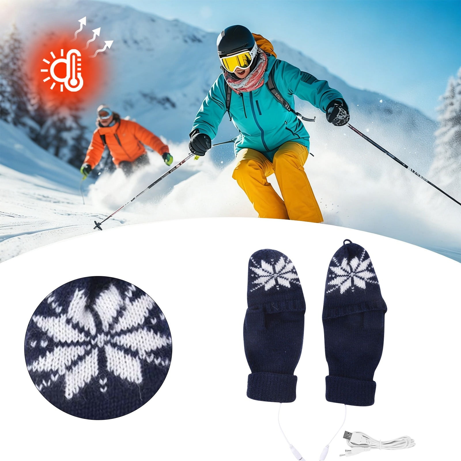 USB Rechargeable Heated Gloves - Nylon Hand Warmers with Adjustable Temperature for Winter, Outdoor Sports & Cold Weather