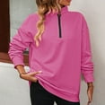 thumbnail image 2 of YYDGH Women Half Zip Oversized Sweatshirt Lightweight Long Sleeve Trendy Fleece Pullover Workout Warm Tops With Pocket Hot Pink L, 2 of 5