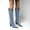 Blue, variant on Oyedens Denim Stiletto Knee High Boots for Women Fashion Casual Wide Calf High Heels Winter Fall Tall Boots