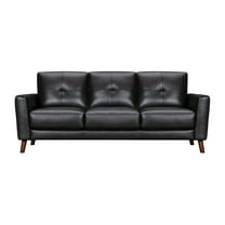 Brown Leather Sofa 82 Inch - Modern Living Room Couch, Comfortable Seating