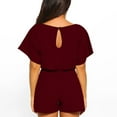thumbnail image 3 of UPPADA Womens Summer Jumpsuit Short Sleeve Elegant Short Rompers Solid Crew Neck Strappy Playsuit Wide Leg Pants Overalls, 3 of 7
