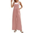 thumbnail image 6 of Seductiva Pink Women's Wide Leg Pants Women's Loose Fit Jumpsuit Overalls Lightweight Summer Romper with Adjustable Straps & Pockets, Casual Sleeveless Denim-Like Overalls for Beach, 6 of 7