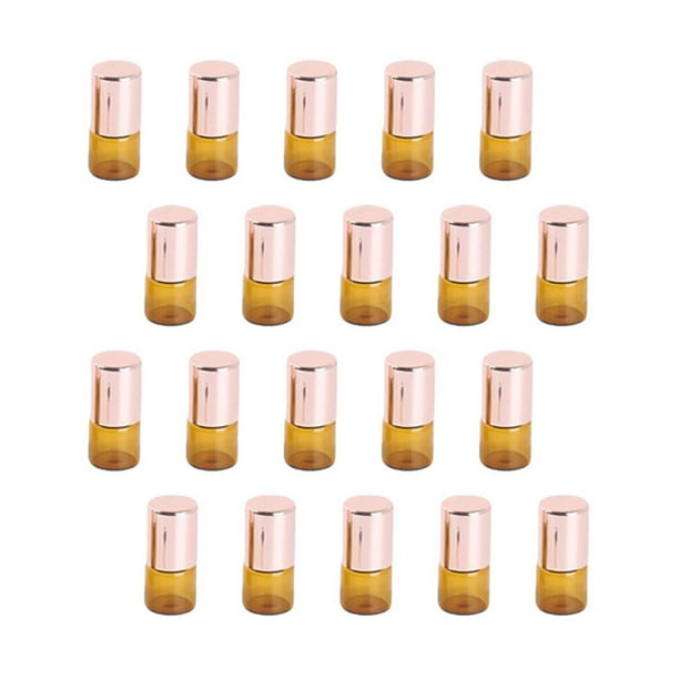 20 Piezas de Botellas de Bolas Rodantes de Vidrio Ámbar Vacías perfecl Tamaño de Viaje 1ml