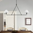 thumbnail image 4 of Aiwen Black Pendant Light Modern Linear Chandelier 2-Light Kitchen Island Lighting Fixture with Fabric Shade, 4 of 10