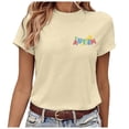 thumbnail image 5 of WEIWEN Dressy Women Tops Crewneck Autism Awareness Teacher Blouses for Women Short Sleeve Shirts Casual Summer Tops (Beige, XL), 5 of 5