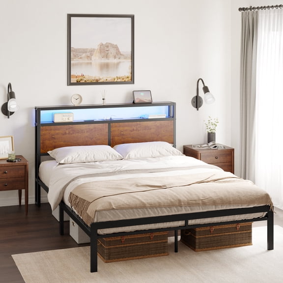 Cama Matrimonial/Full Fabato con Led
