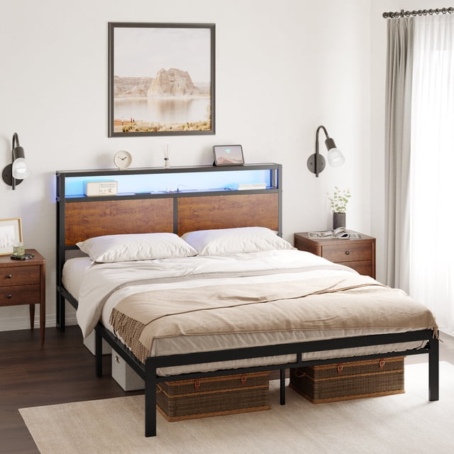 Cama Matrimonial/Full Fabato con Led