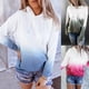 thumbnail image 2 of M Sudaderas con capucha de manga larga con cordón para mujer Sudadera holgada con bloques de color Ombre Tie-dye, 2 of 5