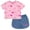 Pink checkerboard / blue, variant on Disney Minnie Mouse Big Girls T-Shirt and Shorts Outfit Set Infant to Big Kid