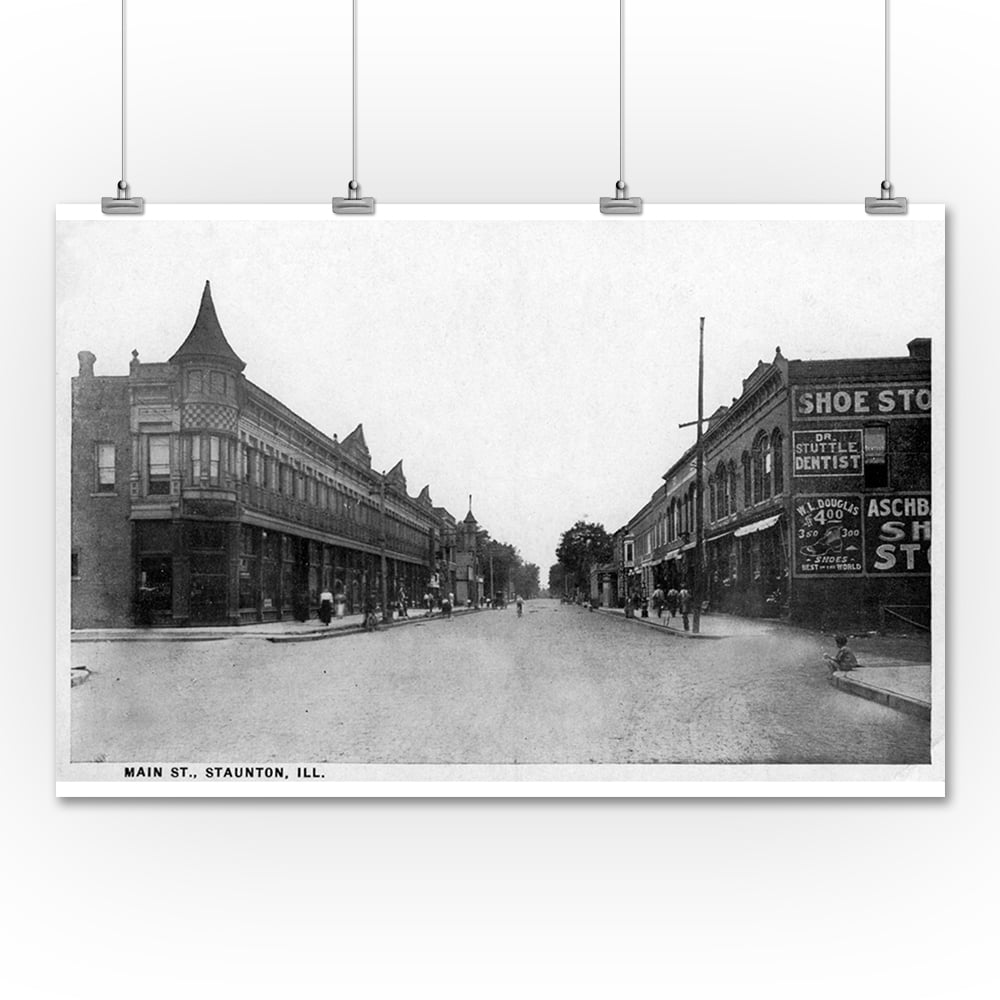 Staunton, Illinois View of Main Street (36x54 Giclee Gallery Print