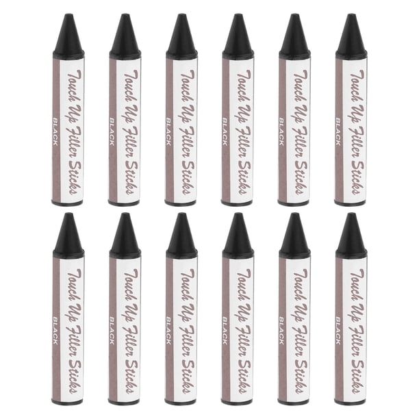 Uxcell 12 Pcs Marcadores de Muebles Cera para Reparación, Palitos de Relleno de Madera, Crayones, Negro