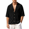 thumbnail image 2 of Men's Cuban Camp Collar Short Sleeve Button Down Casual Summer Beach Shirt with Pockets, 2 of 8