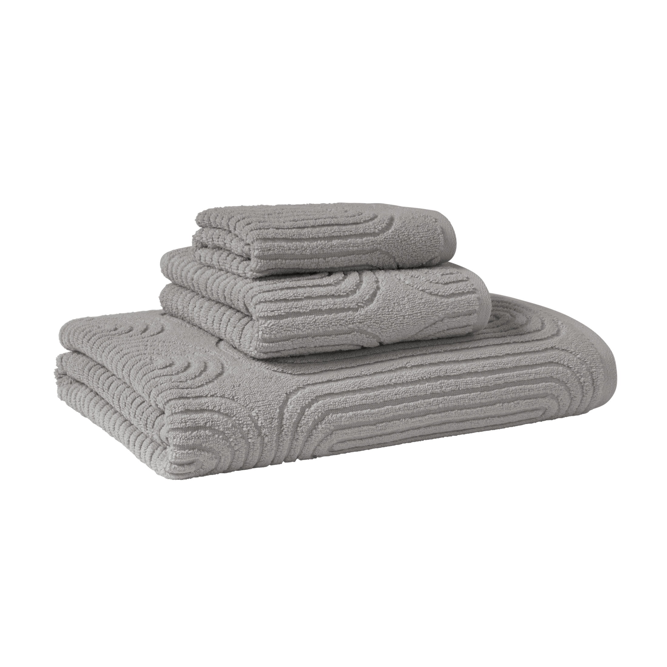 Beautiful by Drew Barrymore Textured Hand Towel, Soft 100% Cotton, Charcoal Gray