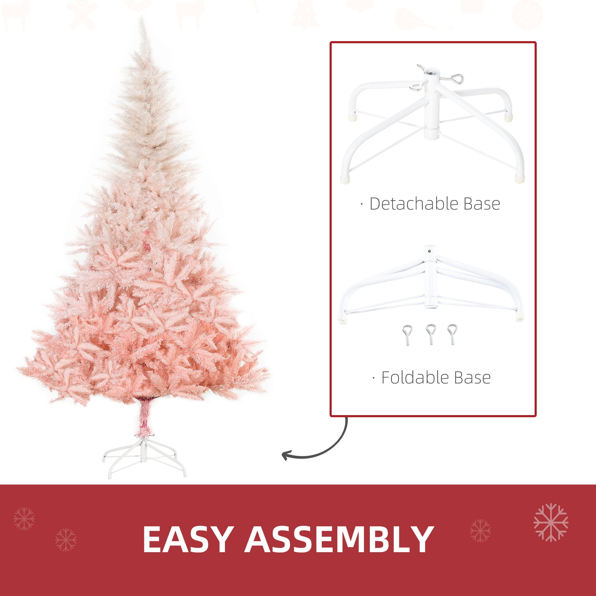 6ft Unlit Pink Christmas Tree 800 Tips Flame Retardant Indoor Holiday Decor