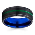 thumbnail image 2 of Blue Tungsten Wedding Band Green Tungsten Ring Anniversary Ring Men & Women Black Tungsten Anniversary Ring Brush Comfort Fit Ring, 2 of 2