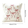 thumbnail image 3 of Dalxymotic Christmas Throw Pillow Covers, Snowflake Bow Designs 17.71x17.71 Inch, Holiday Decorative Cushion Cases, Christmas Decorations Indoor Outdoor for Sofa, Couch, Bed, 3 of 7