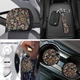 thumbnail image 4 of Uorisanigo Colorful Skull Flower 18 Pcs Car Seat Cover with Seat Belt Shoulder Pad Full Set Universal Steering Wheel Cover Center Console Pad Headrest Cushion Handbrake Grip Protector Coasters, 4 of 7