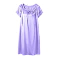 thumbnail image 7 of Blmnix Sleep Dresses Sleep Shirts for Women Satin Nightgown Lightweight Nightgowns Sleep Dress Crew Neck Short Sleeve Beige Knee Length Moomoo Nightgowns for Women, 7 of 7