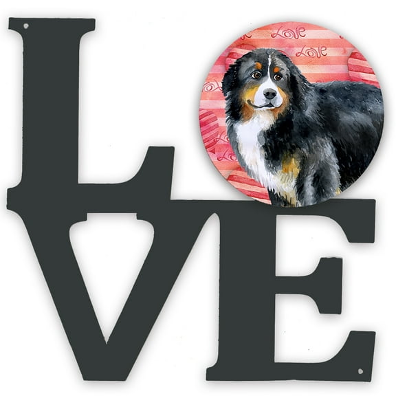 Bernese Mountain Dog Love Metal Wall Artwork LOVE Red