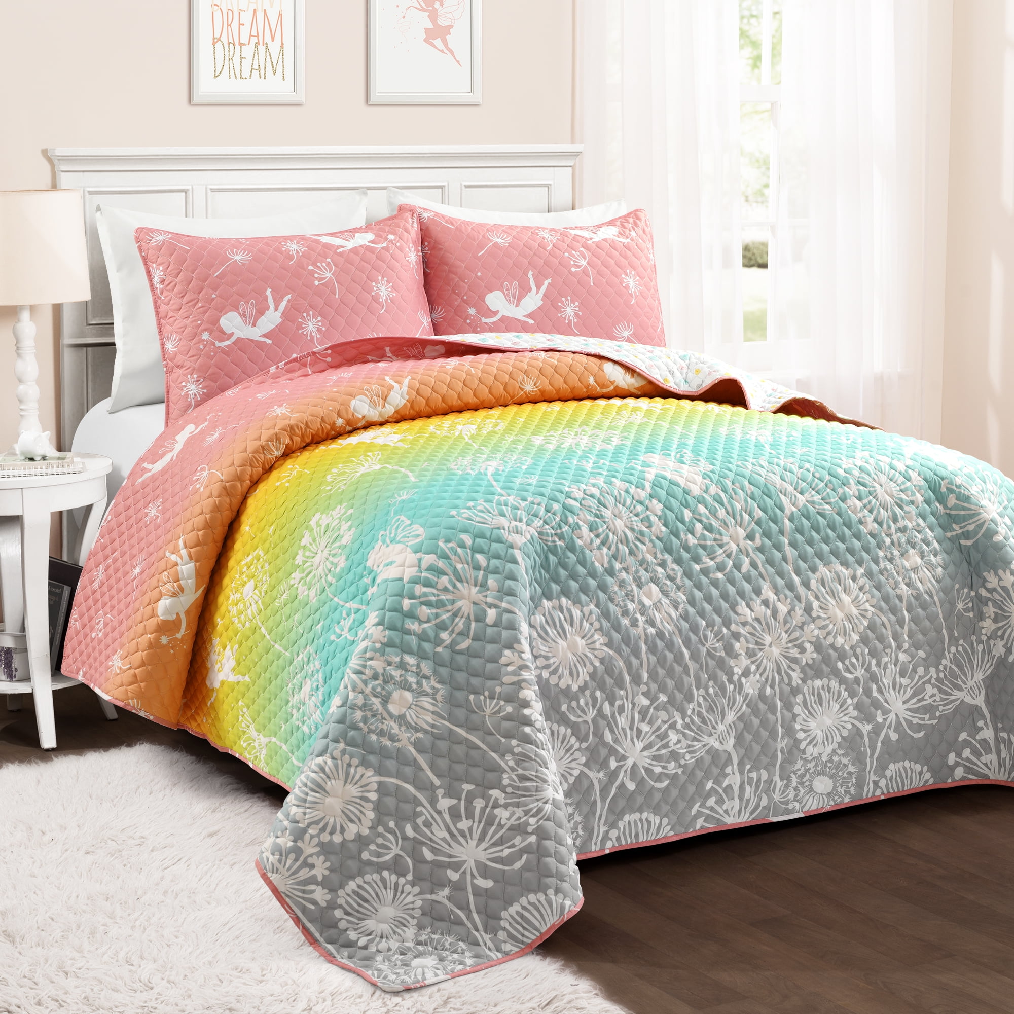Your Zone Cotton Flannel Full/queen Quilt Set Girl Polar Pink Inc 2 Shams for sale online 