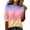 Pink, variant on Domzest Womens Gradient Half Sleeve Tops Crew Neck Loose Fit Elbow Length Shirts Dressy Casual Summer Fall Lightweight Basic Blouse Purple L