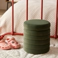 thumbnail image 3 of Bouclair Pouf Vert en velours avec rangement, 3 of 6