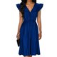 thumbnail image 3 of TaTaai Women's Party Midi Dress V-Neck Puff Sleeve Sparkling Solid Color Loose Fit A-Line Casual Prom Night Out Dress Gift, 3 of 8