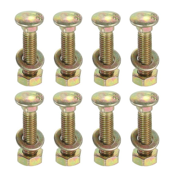shiyou-M8 x 35mm Carriage Bolt Kit, 12 Set Round Head Square Neck Screws, Carriage Bolts Screws Set Includes Washers and Nuts - Carbon Steel Zinc Plated for Fastening Accessories