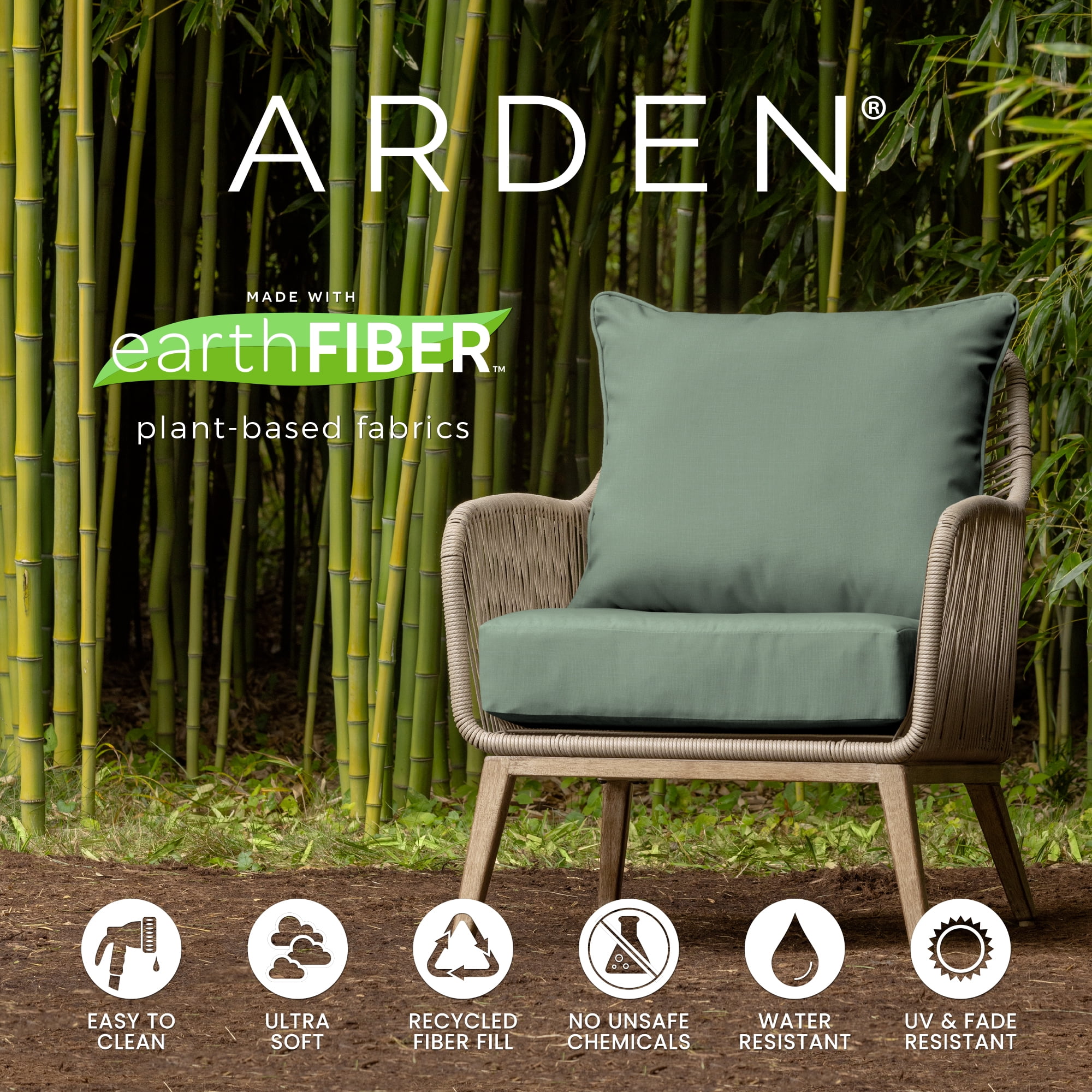ARDEN earthFIBER Tufted Blowfill Deep Seat Set, 24 x 24, Rain-Proof, Fade Resistant, Deep Seat Bottom and Back Cushion for Chair, Sofa, and Couch