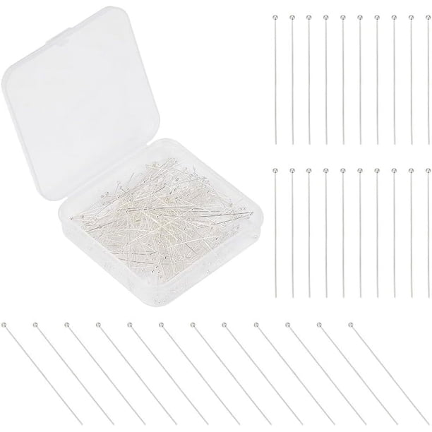 400 alfileres de cabeza esférica de latón, plateados, calibre 24, con aguja de alambre, alfileres de cabeza larga, accesorios para hacer joyas, manualidades, bricolaje, hechos a mano.