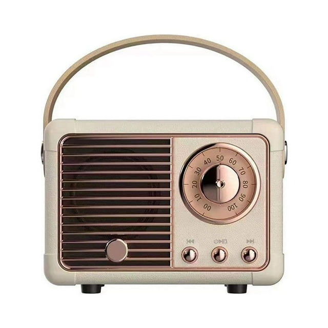 Cateissary Altavoz 5,0 compatible con Bluetooth, electrochapado inalámbrico antiguo, portátil, bonito, tarjeta de memoria de 400mAh, reproductor Cables de audio/vídeo Amarillo