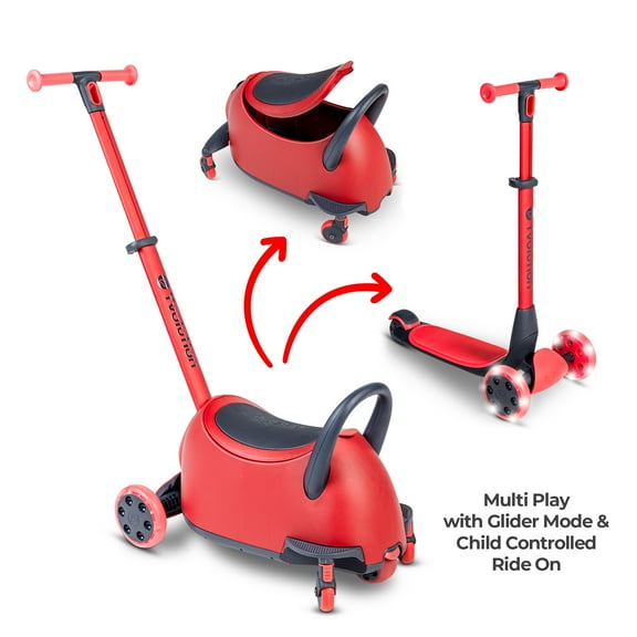 Yvolution Y Glider Luna, 5-in-1 Ride-on Toy to Kids Kick Scooter LED Light-up Wheels