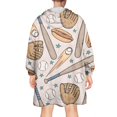 thumbnail image 2 of Beige Baseball Items Pattern Wearable Oversized Blanket,Wearable Blanket Hoodie for Adults,Cozy Hooded Blankets with Super Pockets,Super Warm Fuzzy Pullover for Women & Men, 2 of 6
