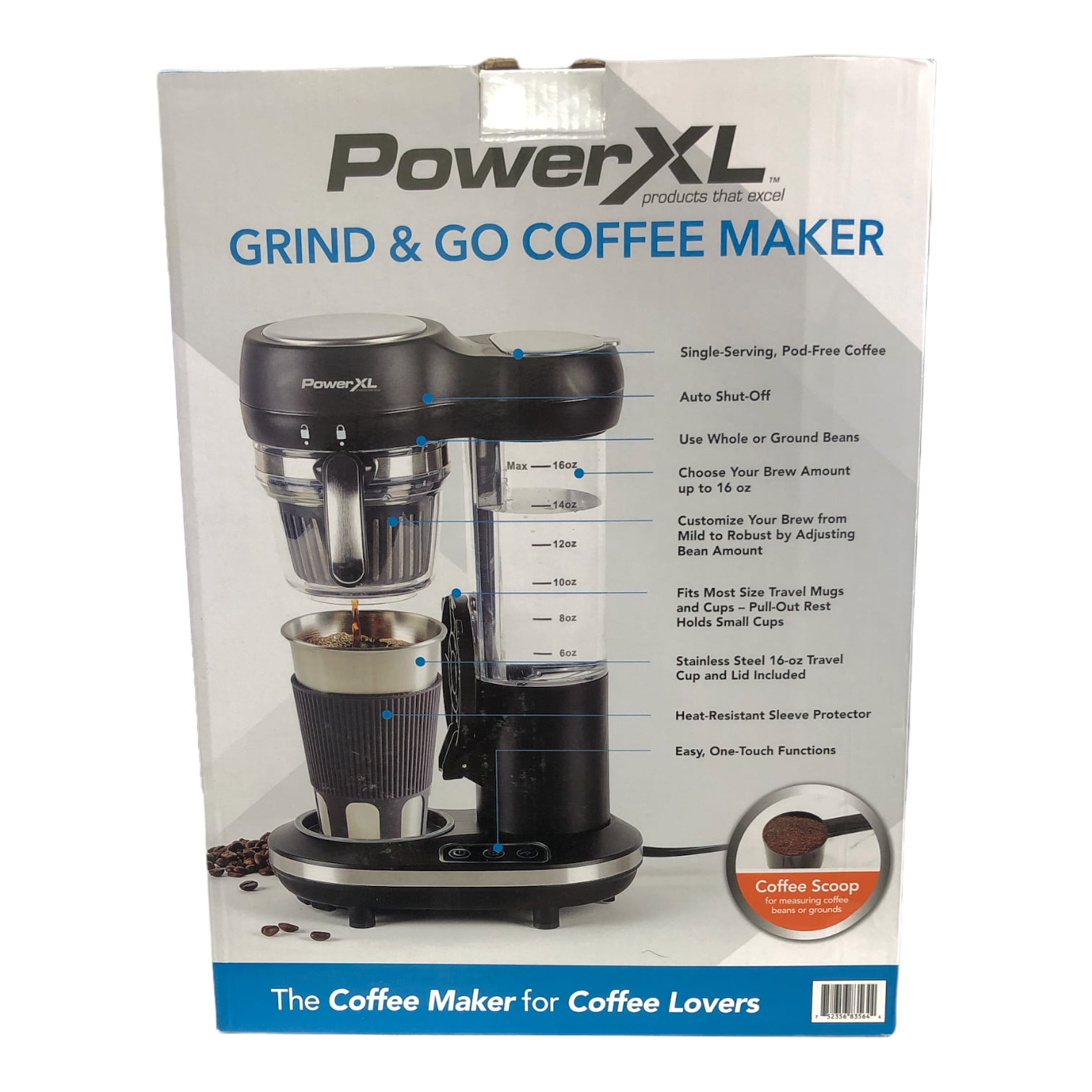 Built-in grinder, 16oz automatic single-serve coffee maker