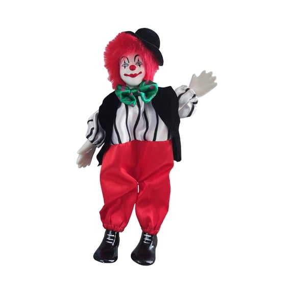 Ceramic Entertainer Figurine with Moveable Arms Multicolor Festive Outfit 8" Christmas Home Decoration