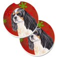 thumbnail image 1 of Carolines Treasures SC9431CARC Cavalier Spaniel Flocons de Neige Rouges et Verts Ensemble de Noël de 2 Porte-Gobelets sous-Verre de Voiture, 1 of 1