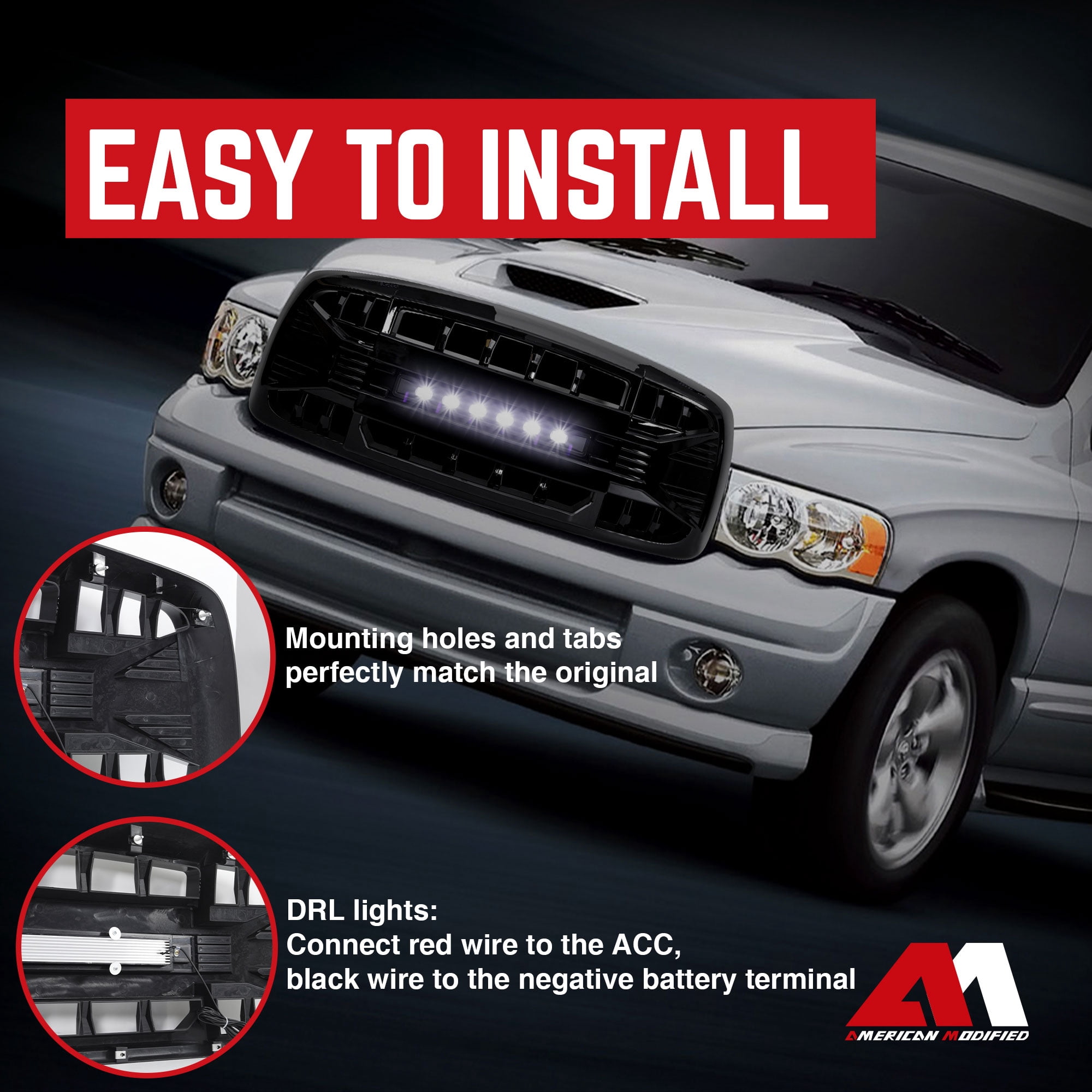 AMERICAN MODIFIED Armor Grille for 2002-2005 Dodge Ram 1500/2500/3500