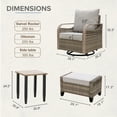 thumbnail image 4 of COOS BAY 5-Piece Brown Wicker Bistro Patio Set Rattan Chair Conversation Sets 360° Swivel Glider Chairs and Ottomans with Gray Cushions and Side Table, 4 of 10