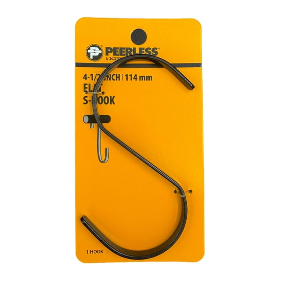 Black 4 1/2" Modern Flat S-Hook, Peerless Chain Company, #4735039A, Steel
