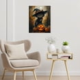 thumbnail image 5 of HVEST Halloween Black Cat Wall Art Scary Pumpkin Bat and Maple Leaf Canvas Wall Art Vintage Halloween Gothic Framed Wall Decor for Living Room Bedroom Home, 8 X 10 inches, 5 of 5