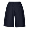 thumbnail image 5 of Atogsazn Bermuda Shorts for Women High Waisted Linen Dressy Casual Pleated Wide Leg Summer Shorts 02-Navy L, 5 of 6