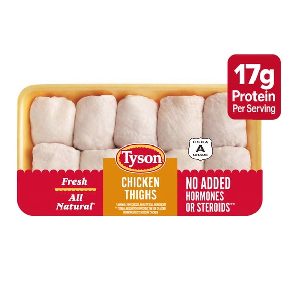 Tyson All Natural, Fresh Chicken Thighs, Family Pack, 4.75 - 6.0 lb Tray