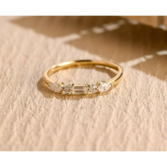 Jewelerix Plated Rose Gold Ring Brilliant Baguette Cut Ring 2 CT Moissanite Diamond Engagement Ring Wedding Ring