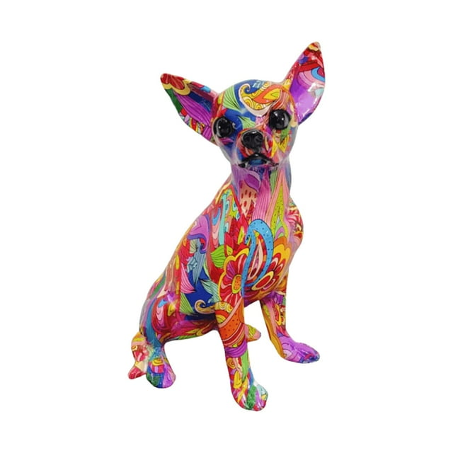 Figura de arte de perro chihuahua colorido Escultura de chihuahua colorida para gabinete Estilo B