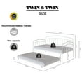 thumbnail image 4 of Miniyam Metal Twin Daybed with Pull Out Twin Trundle,Trundle Bed for Living Room Guest Room,White(Mattress not included), 4 of 9