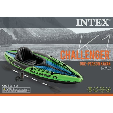Intex Challenger K1 1-Person Inflatable Sporty Kayak w/ Oars And Pump (2