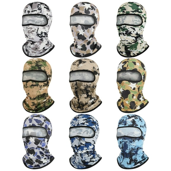 9 Pieces Balaclava Full Face Mask Ski Mask Neck Gaiter for Outdoor Sports Motorcycle Cycling UV Sun Protection Helmet Liner