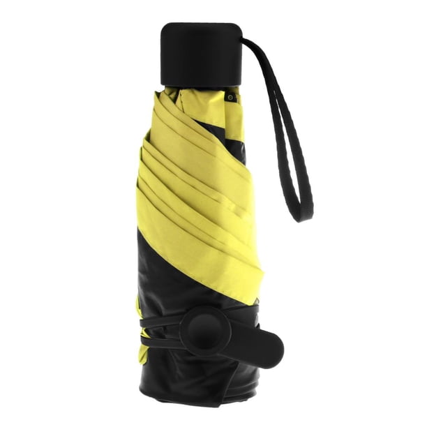 ligero, para lluvia y sol, de viaje plegable, Protección contra la lluvia y los UV con revestimiento anti-U Amarillo Baoblaze sombrilla portátil